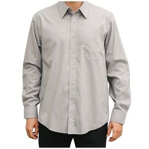 Pierre Cardin Mens Dress Shirt Long Sleeve Gray Button Up Tailored Korea Size‎ L